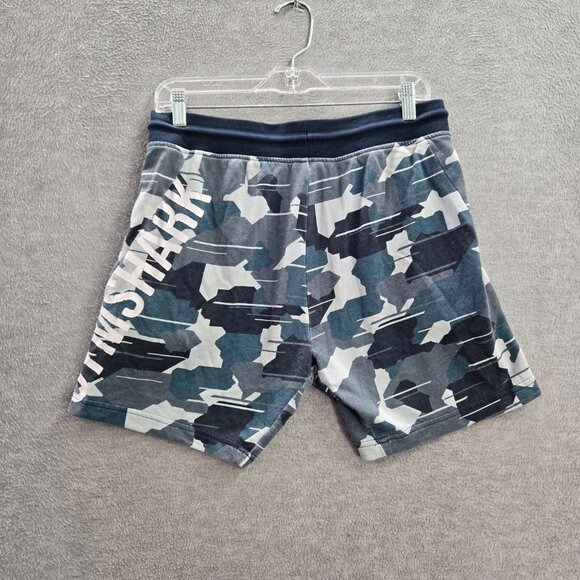 Gymshark Men‎ Activewear Shorts M Blue Camouflage Sweats Logo 7" Inseam READ - Picture 6 of 9